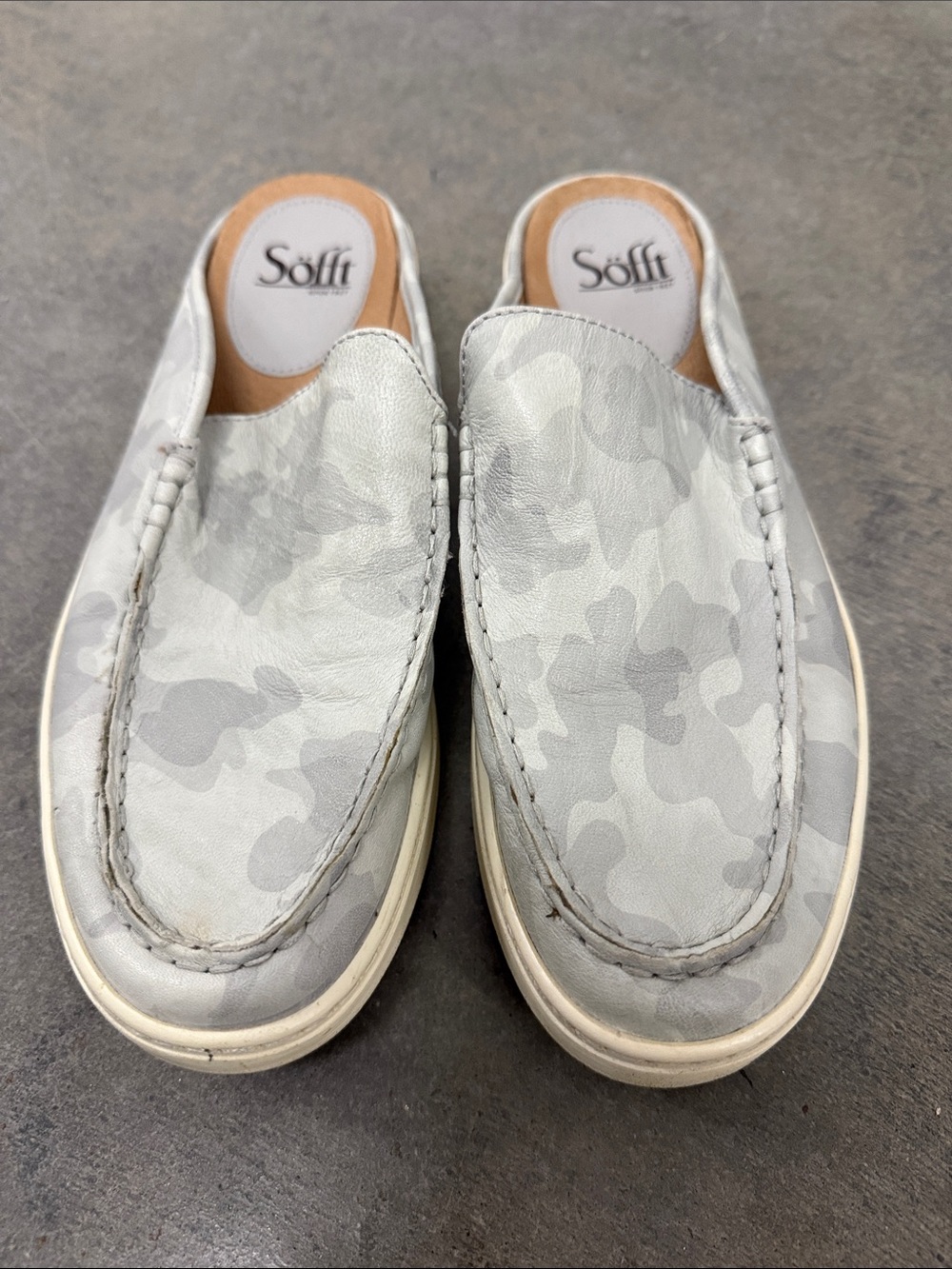 Sofft Light Gray Camo Slip-On Mules